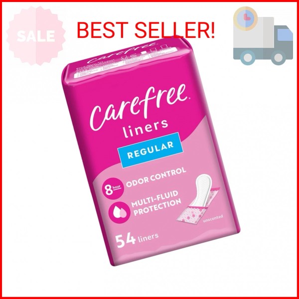 Carefree Panty Liners for Women, Regular, Wrapped, Unscented, 54ct |