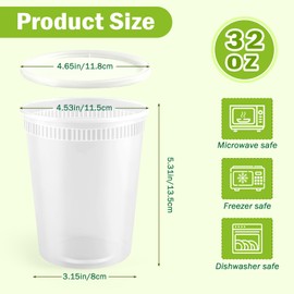 Dyrfolm 50 Pack Deli Containers with Lids,32oz Plastic Food Storage Containers,Leakproof Clear Soup Containers With Airtight Lids,Heavy-Duty Deli Containers,Stackable,Freezer,Dishwasher,Microwave Safe