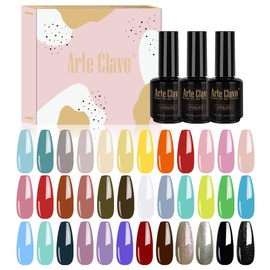 Arte Clavo 36Pcs Fall Gel Nail Polish Set-Pink Purple Green Black Gel Polish Set Glitter Gold Soak Off Gel Nail Kit Gift for Women AC3601…