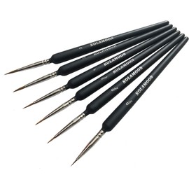 KOLAMOON 6 Pieces Fine Detail Paint Brushes Set Miniature Artist Paint Brushes set for Acrylic Painting, Watercolor, Model, Oil painting