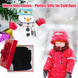 CELCOREERY 4 Pairs Winter Knit Gloves for Kids Unisex Stretchy Warm Magic Black Gloves Children Toddler Boys Girls Mittens