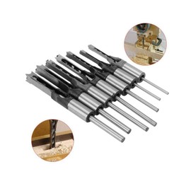 Woodworking Square Hole Drill Bits, Wood Mortising Chisel Set Wood Square Hole Mortising Chisel Drill Bits for Mortising Machines and Drill Press Attachments,7pcs: 1/4,5/16,3/8,2/5,1/2,9/16,5/8