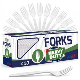 BluShine Heavy Duty Plastic Forks, Disposable Bulk Cutlery
