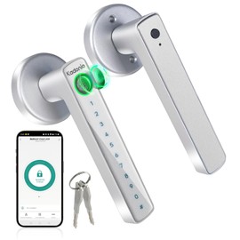 Fingerprint Door Lock,Biometric Smart Door Knob,Keyless Entry Smart Door Lock with Handle,Door Knob with APP Control,Code,Fingerprint, Backup Keys for Bedroom,Home,Hotel,Office,Apartment,Silver