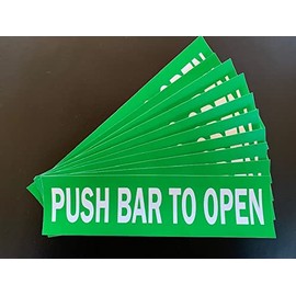 Push Bar To Open Sticker (10 Pack) Vinyl Decal 12" X 3" (X10PS98)
