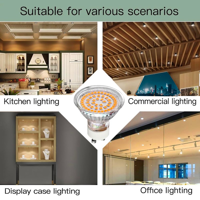 CQTLED GU10 LED Light Bulbs 5W,Warm White 2700K, 500LM,110-220V,120°Wide Angle,Replaces