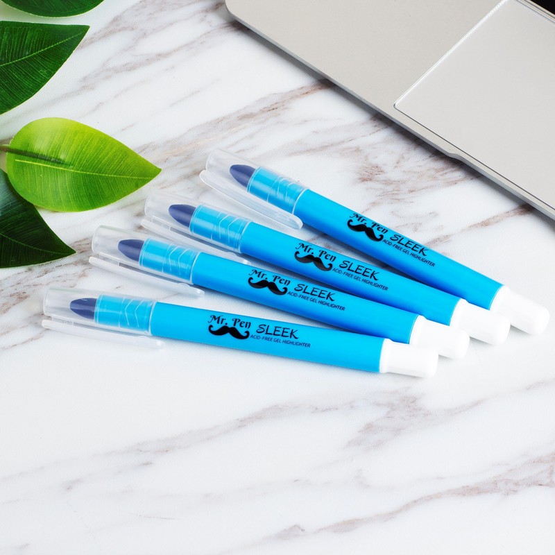Mr. Pen No Bleed Gel Highlighter, Bible Highlighters, Blue, Pack