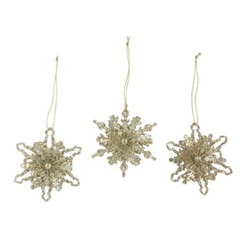 Gisela Graham : Gold 3D Snowflakes Christmas Decorations (set of 3)
