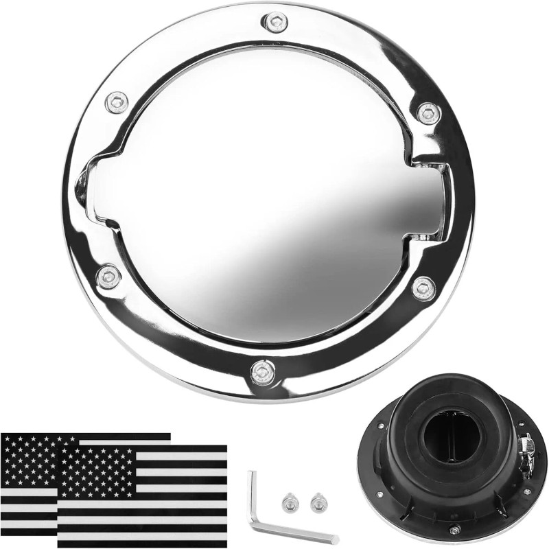 Parfyter Fuel Filler Door Cap Electroplate Silvery Gas Cover Cap