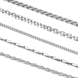Silvora 925 Silver Necklace Chain, Women's, French Rope Chain, Thin, 17.7 to 27.6 inches/17.7 inches (45 to 70 cm / 45 cm) Long, Width 0.05 inches (1.3 mm), Accessory, Silver, No Gemstone