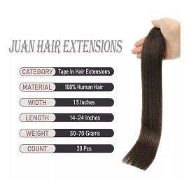 Aison Extensiones Cabello Humano 14in Marrón Oscuro 30gr