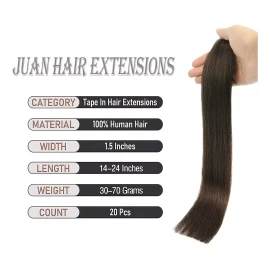 Aison Extensiones Cabello Humano 14in Marrón Oscuro 30gr