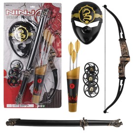 BPC Complete Warrior Fighter Role Play Toy Set for Kids – Includes Sword, Mask, Bow, Arrows, Shuriken Blades – Durable, Safe Pretend Play Set