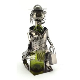 Imported Gift Depot Shopaholic Lady Shopper Metal Wine Bottle Holder Character