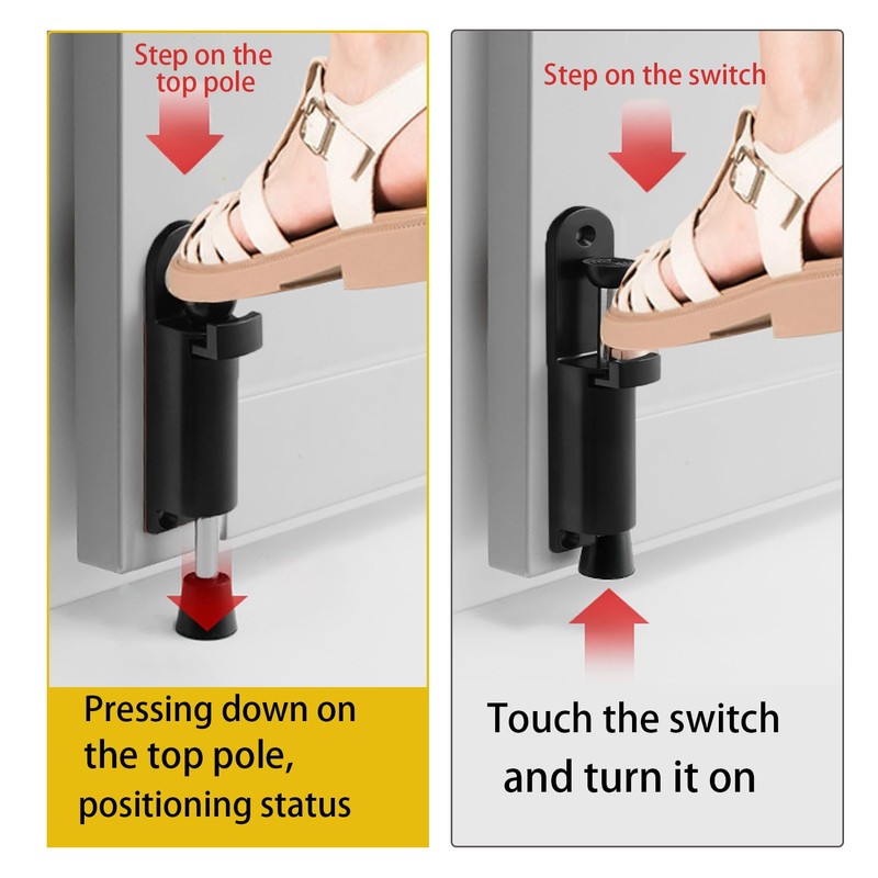 2 Pcs Heavy Duty Spring Loaded Door Stoppers Step-On Door
