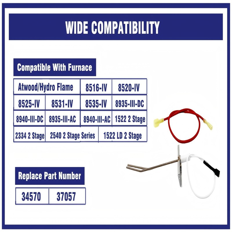 34570 RV Furnace Flame Sensor & Ignitor Kit for Atwood