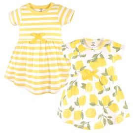 Touched by Nature Girls, Toddler, Baby and Womens Organic Cotton Short-Sleeve and Long-Sleeve Dresses, Lemon Tree Short Sleeve, 3-6 Months