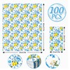 AnyDesign 100Pcs Lemon Guest Napkin Yellow Blue Print Disposable Paper