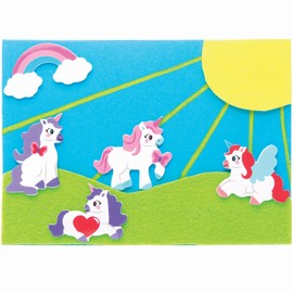 Baker Ross Love Unicorn Foam Stickers - Pack of 200, Valentine's Day Foam Stickers for Children for Crafts, Design and Decorate (FC397)