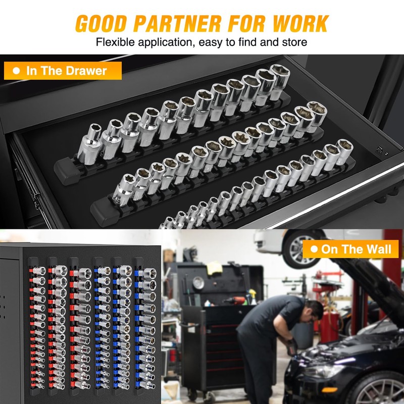 GOOACC Socket Organizer ABS Socket Holder Set 1/4" 3/8" 1/2"