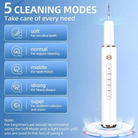 Remover for Teeth, dental scaler，Electric Tooth Cleaner Tartar Remover for Teeth with LED Light,5 Modes Rechargeable Teeth Cleaning Kit with Dental Tools, 2 Replaceable Heads，spring glow-up Oral Care