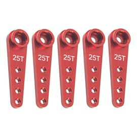 5Pcs ShareGoo 25T Servo Horn 37mm Metal 25 Teeth Extension Steering Arm Server Compatible with Futaba Savox Power HD HSP MG995 MG996 Servos for RC Car Truck (Red)