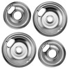 W10196406 and W10196405 Chrome Stove Burner Drip Pan Set for