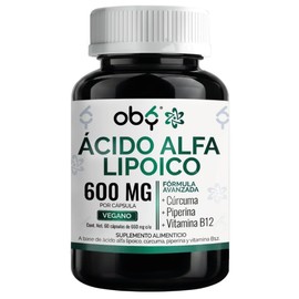 Acido Alfa Lipoico Ala 600mg Curcuma Piperina Fórmula Avanzada Antioxidante Alpha Lipoic Acid Curcuminoides Vitamina B12 Cápsulas Veganas Oby