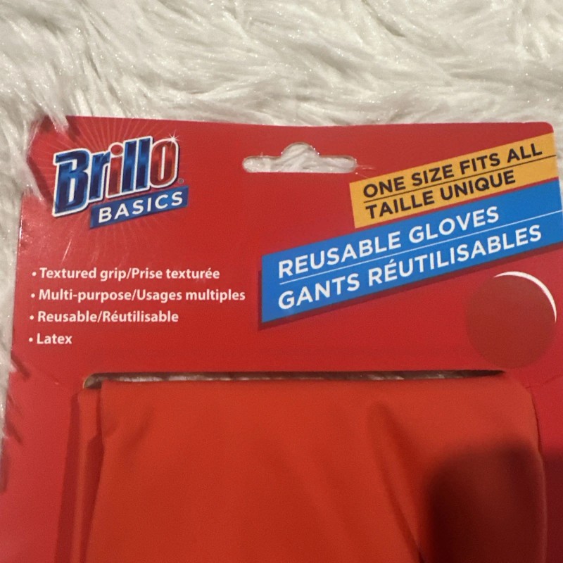 Brillo reusable cleaning dish gloves NEW red polka dot textured
