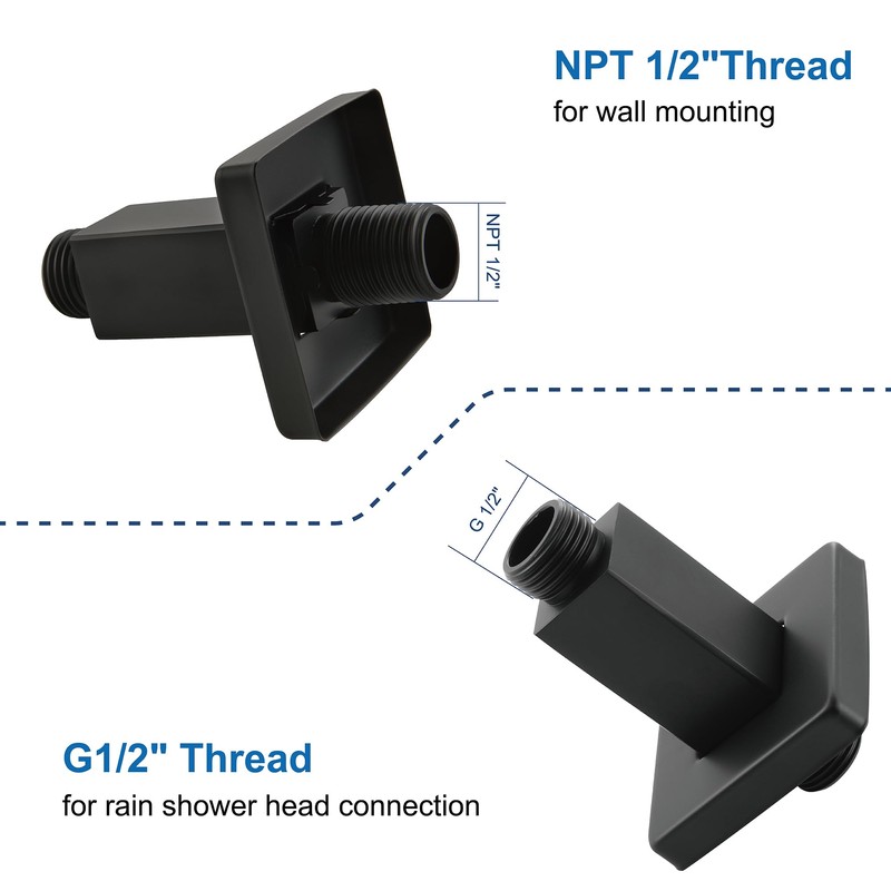 Straight Shower Arm with Flange Ceiling Mount Square Shower Extender