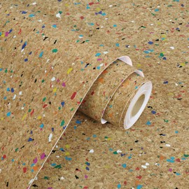 WESTICK Colorful Cork Fabric Wallpaper Self Adhesive Natural Wood Contact Paper for Walls Removable Peel and Stick Cork Sheet for Crafts DIY Projects Wallet Making Cabinets Drawer Shelf Liner 12"x80"