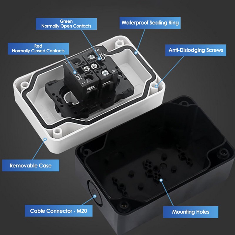 Pressure Switch Station, On Off Stop Button Control Box, Waterproof