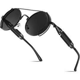 FEISEDY Retro Steampunk Gafas de sol redondas John Lennon Hippie Gafas Marco de metal Mujeres Hombres B2351