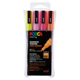 uni-ball uni Posca 186505 – MARKER FINE BULLET BLACK GLITTER SET OF 4 WARM Colors