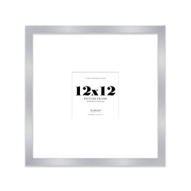 12x12" Square Picture Frame, Display Pictures 8x8" With Mat or 12x12" Without Mat, Wall Hanging & Free Standing Photo Frame, Silver, 1 Pack