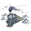 duoyif Wall Sticker for Living Room Mountain Train Bird Wall