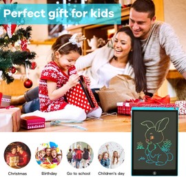 Colourful LCD Writing Board 12 Inch LCD Writing Tablet Electronic Tablet Graphic Tablet Digital Drawing Pad Children's Toy for 3-12 Years Old Girls (Blue)