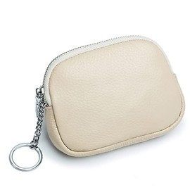 Portable Car Key Bag, Car Key Case for Women Vintage Car Remote Control Key Ring Zip Key Case Bag Coin Holder Car Key Case, Beige