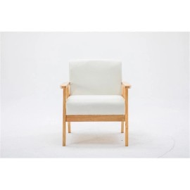 Lilola Home Bahamas Beige Linen Fabric Chair with Solid Wood Frame