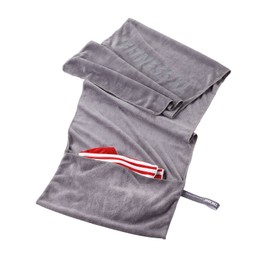 TROIKA SCHWITZABLEITER FITNESS XL – TWL04/GY – Fitness-Handtuch mit abgenähtem Umschlag – Sporthandtuch– zur Befestigung an der Rückenlehne des Fitnessgeräts – extra lang (1,40 m) – TROIKA-Original