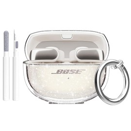 Aircawin for Bose Ultra Open Earbuds Case Glitter,Cute Sparkle Bling for Bose Ultra Open Case Cover 2024,Soft TPU Cover for Bose Open Ear Earbuds Accessories with Carabiner and Cleaning Pen-Glitter