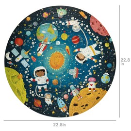 boppi Space Round Jigsaw Puzzle with 100% Recycled Card Solar System Astronauts 150 Pieces for Children 5 6 7 8 Years 58cm Diameter