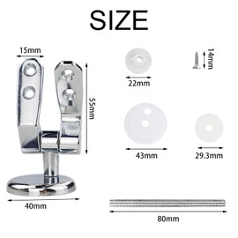 Toilet Seat Fittings, Zinc Alloy Toilet Seat Replacement Hinge with Fittings and Repair Parts, for Most Wooden | Resin | MDF Toilet Seat