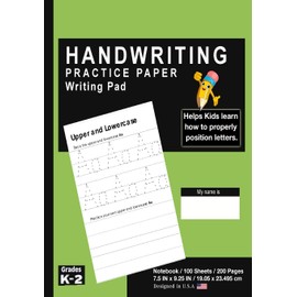 Handwriting Practice Paper Writing Pad: Solid Green - Kids Primary Journal Writing Tablet Notebook - For Learning Upper & Lowercase Alphabet ABC's - For Home & School [Classic]
