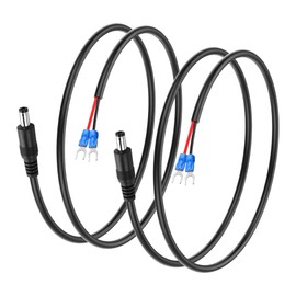 PNGKNYOCN DC 5.5 x 2.1 mm to U-terminal cable, 2 pack 12/24 V DC 5.5 mm x 2.1 mm plug to U-fork ring terminal power cable (0.8 m / 2.6 ft)