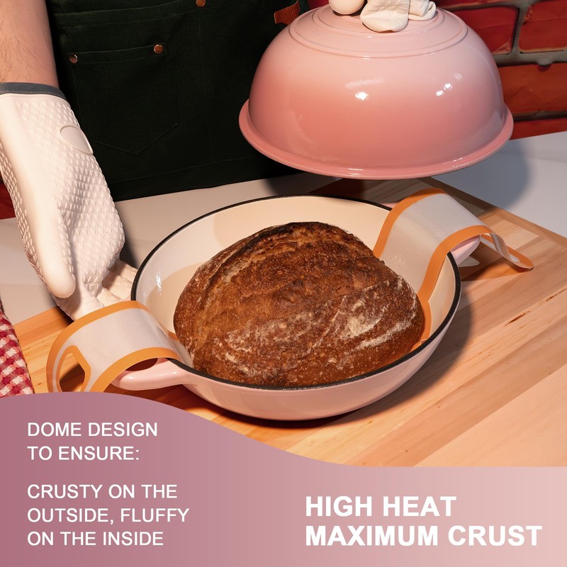 AHJ 6QT Dutch Oven For Bread Baking, Enameled Cast Iron