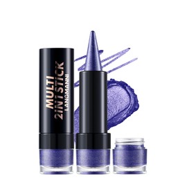2-in-1 Gradient Eyeliner & Eyeshadow Stick Combo, Shimmer & Matte Cream Eyeshadow Pencil, Waterproof & Smudge-Proof, Long-Lasting Eye Makeup, Metallic & Neutral Shades (#07 Midnight Sapphire)