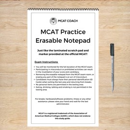 MCAT Practice Erasable Notepad With Correct Pen