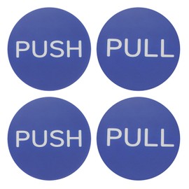 PATIKIL 2Set Push Pull Door Stickers, 3in Push and Pull Signs Plate Acrylic Vertical Self-Adhesive for Doors Glass Window Business Stores, Round, Blue