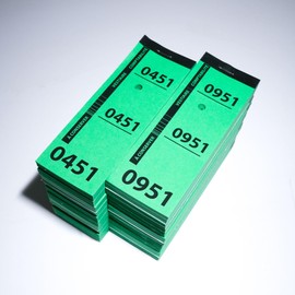 1000 Cloakroom Tickets | 5 x 14 cm | Perforated and precut – 3 Parts | 20 Packs of 50 Tickets | Green